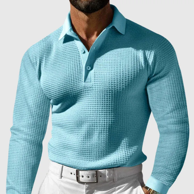 Men's Slim Fit Waffle Sweater Polo Shirt – Thomas