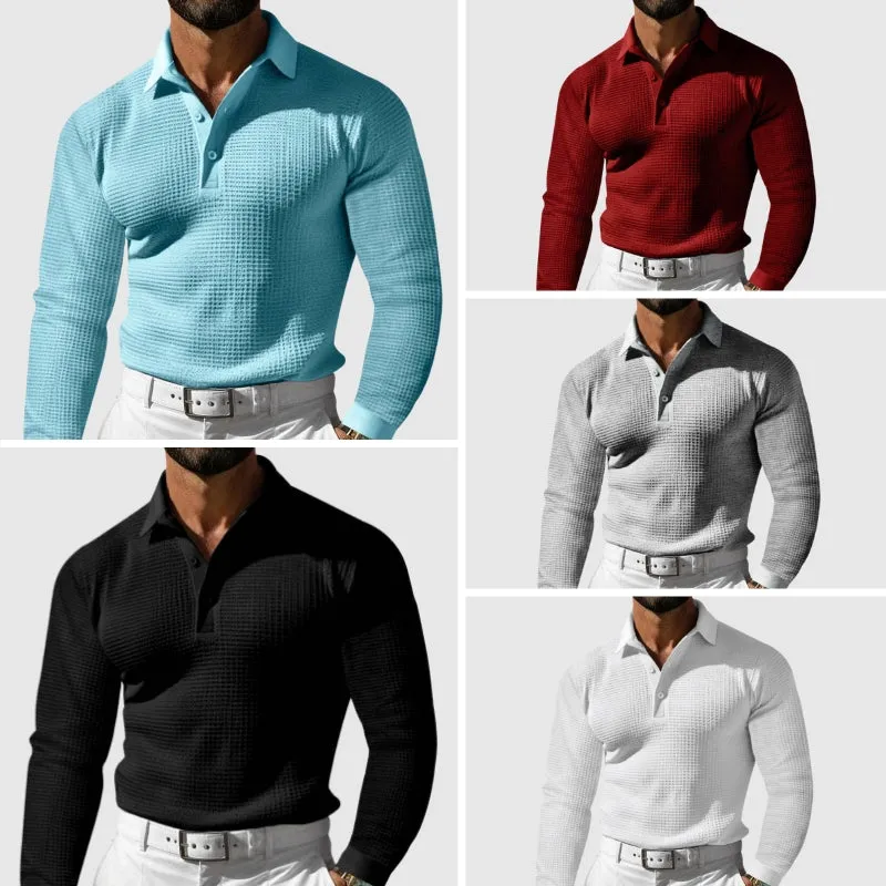 Men's Slim Fit Waffle Sweater Polo Shirt – Thomas