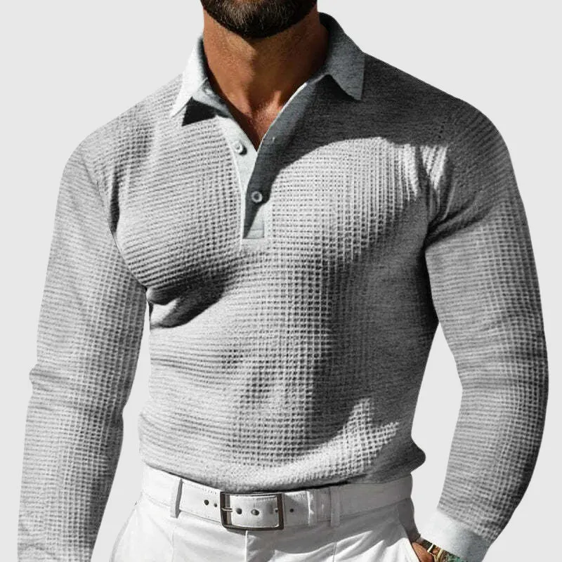 Men's Slim Fit Waffle Sweater Polo Shirt – Thomas
