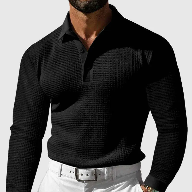 Men's Slim Fit Waffle Sweater Polo Shirt – Thomas