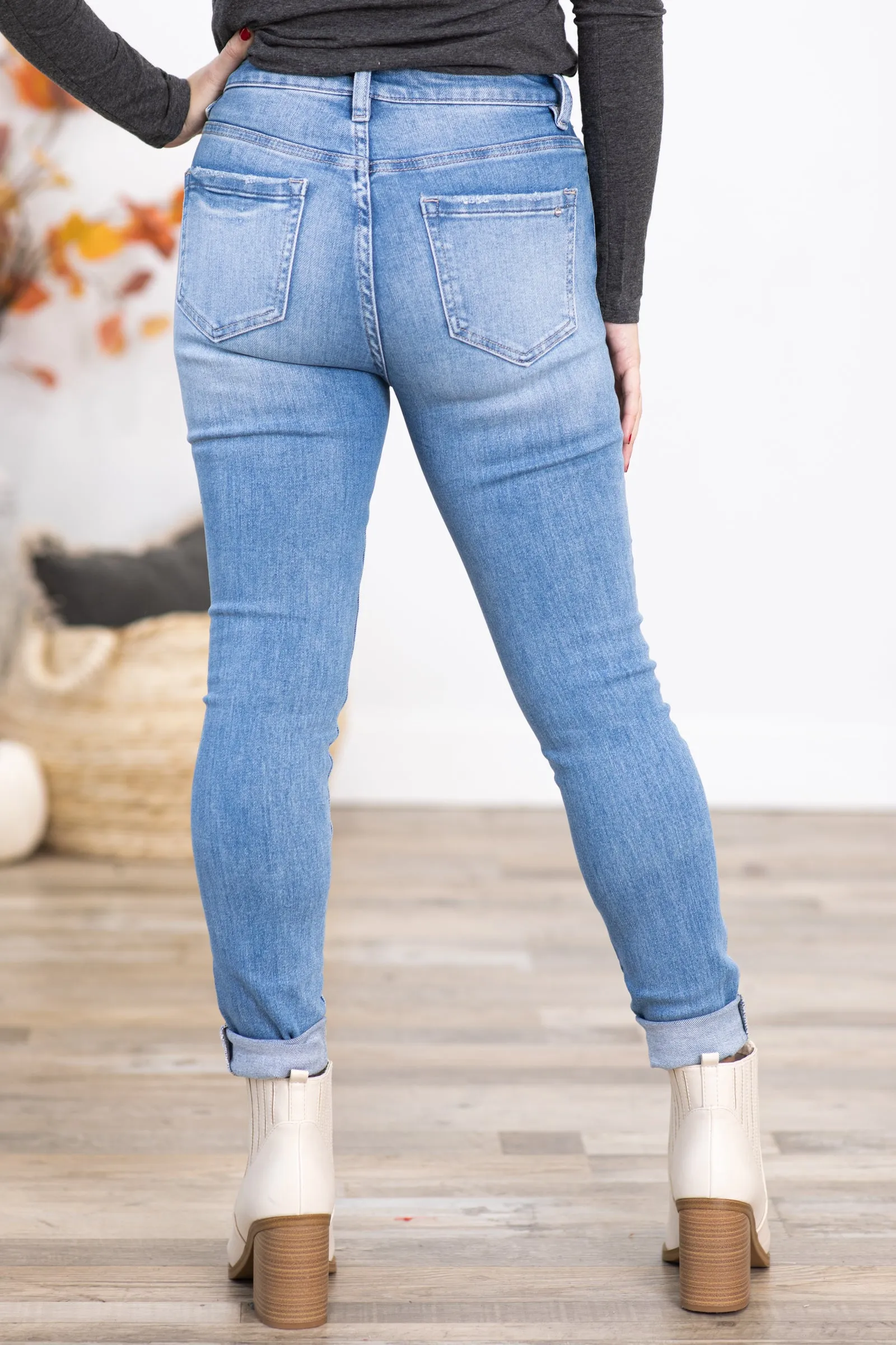 Mica Light Wash Mid Rise Ankle Skinny Jeans