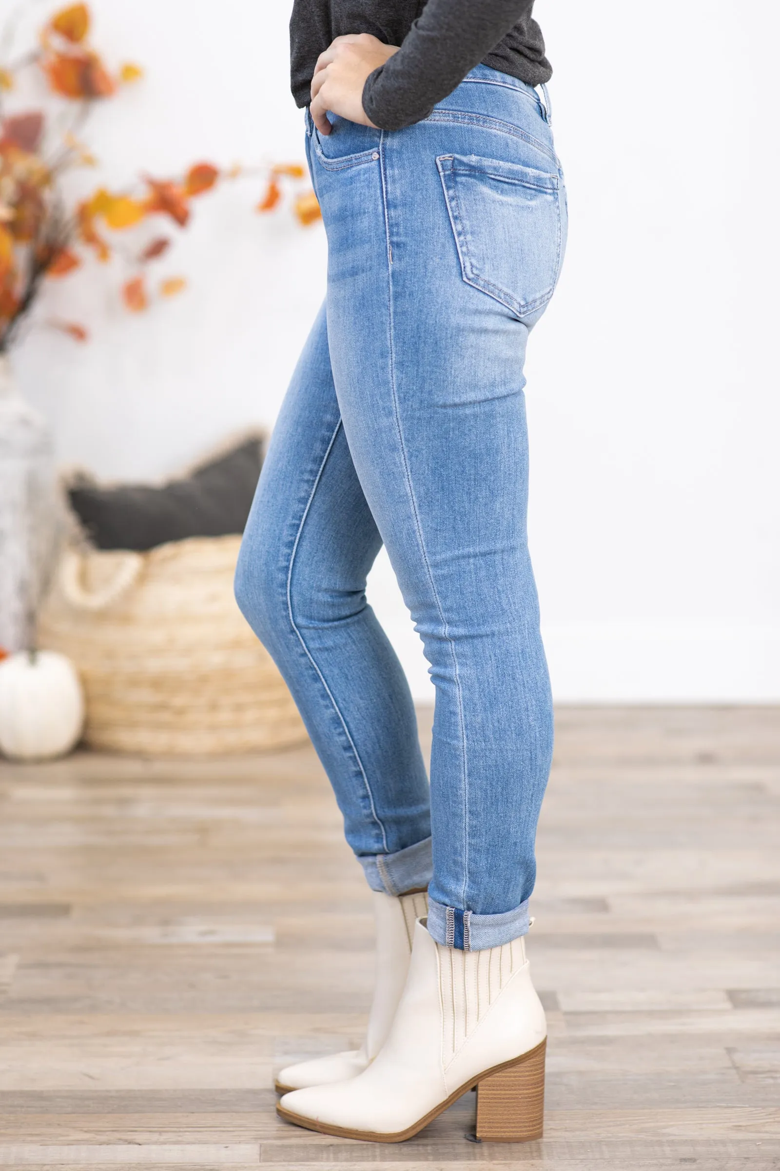 Mica Light Wash Mid Rise Ankle Skinny Jeans