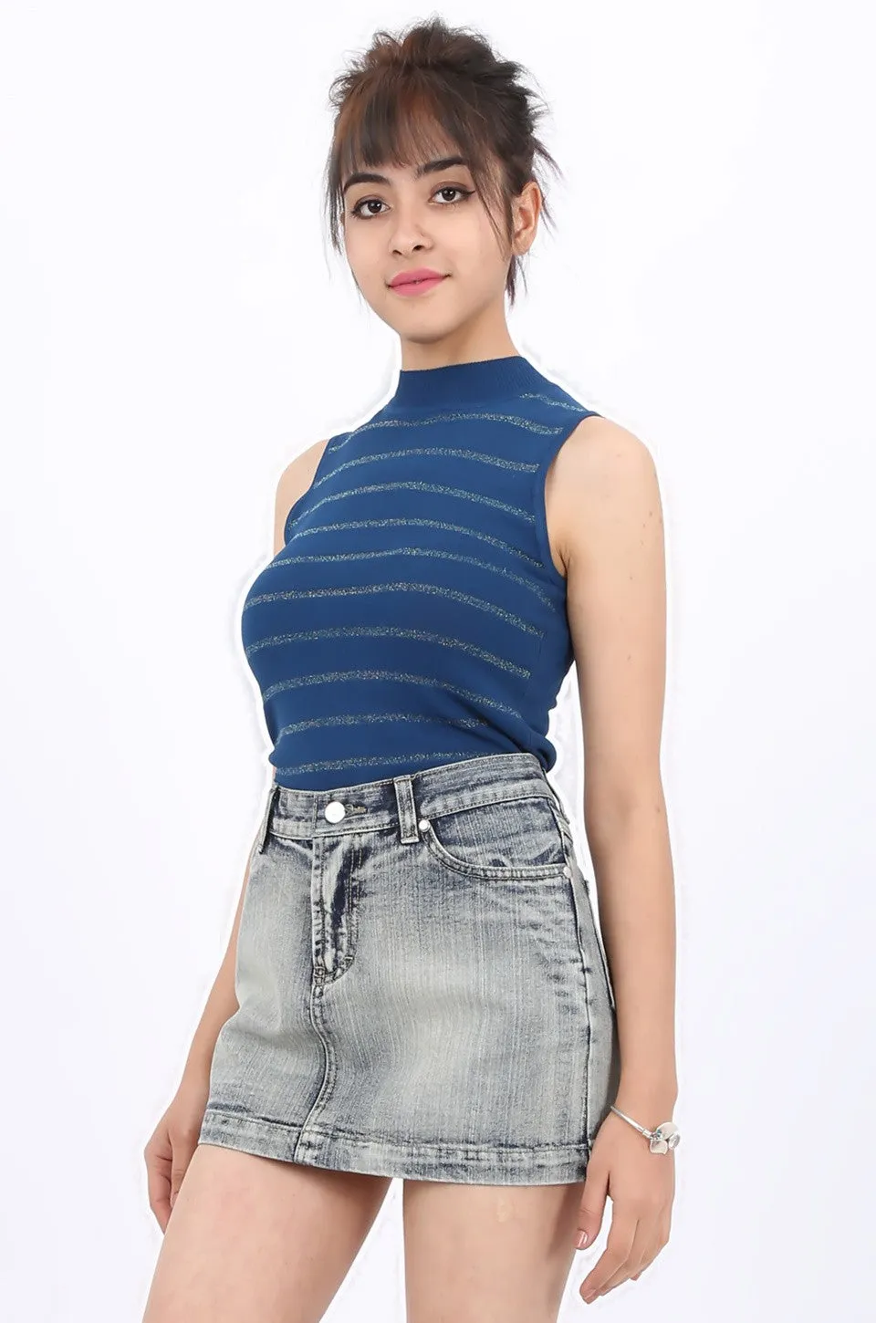 MISS PINKI Gianna Denim Mini Skirt light blue