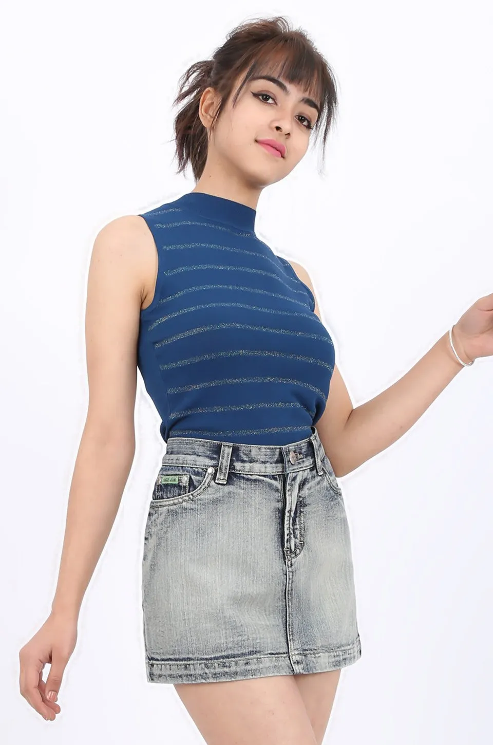 MISS PINKI Gianna Denim Mini Skirt light blue
