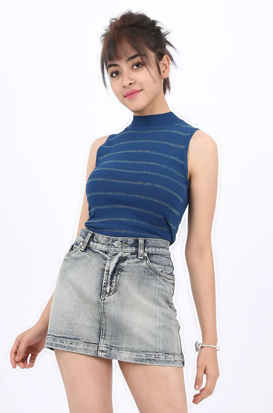 MISS PINKI Gianna Denim Mini Skirt light blue