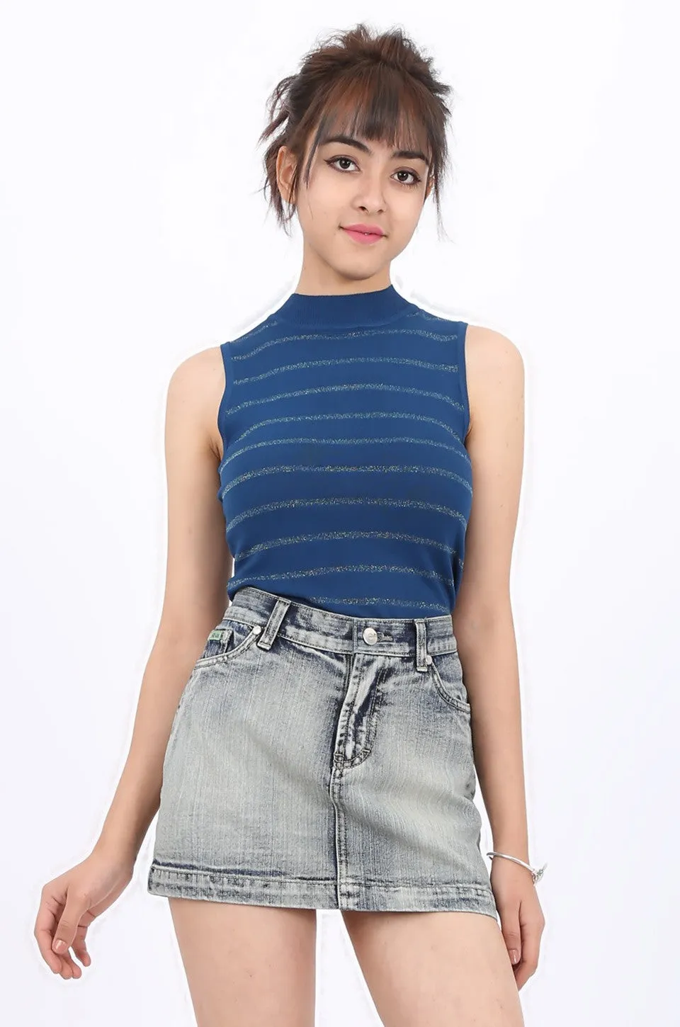 MISS PINKI Gianna Denim Mini Skirt light blue