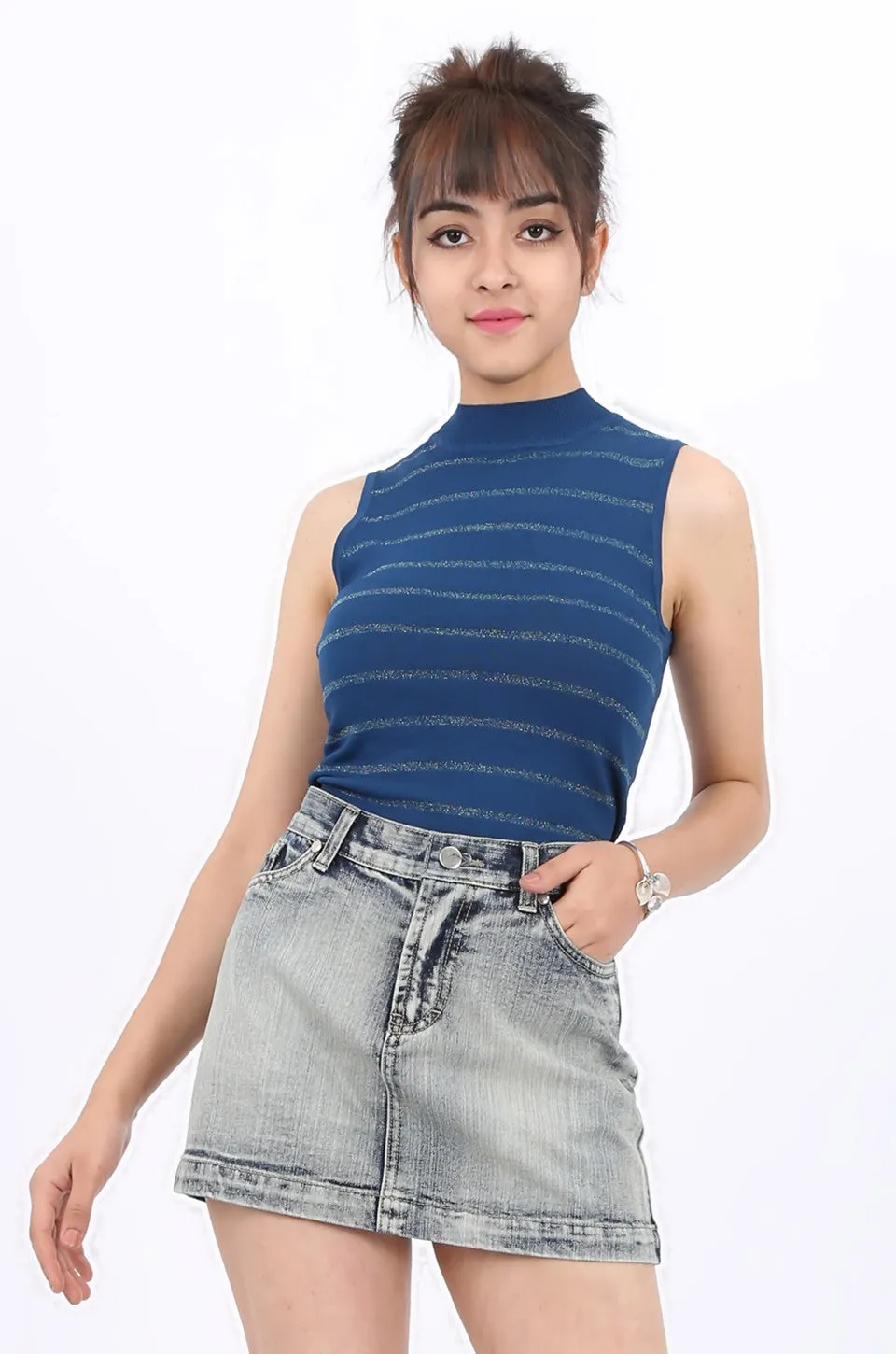 MISS PINKI Gianna Denim Mini Skirt light blue