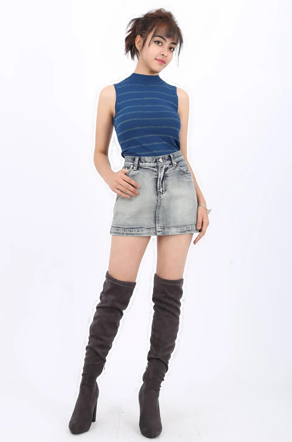 MISS PINKI Gianna Denim Mini Skirt light blue