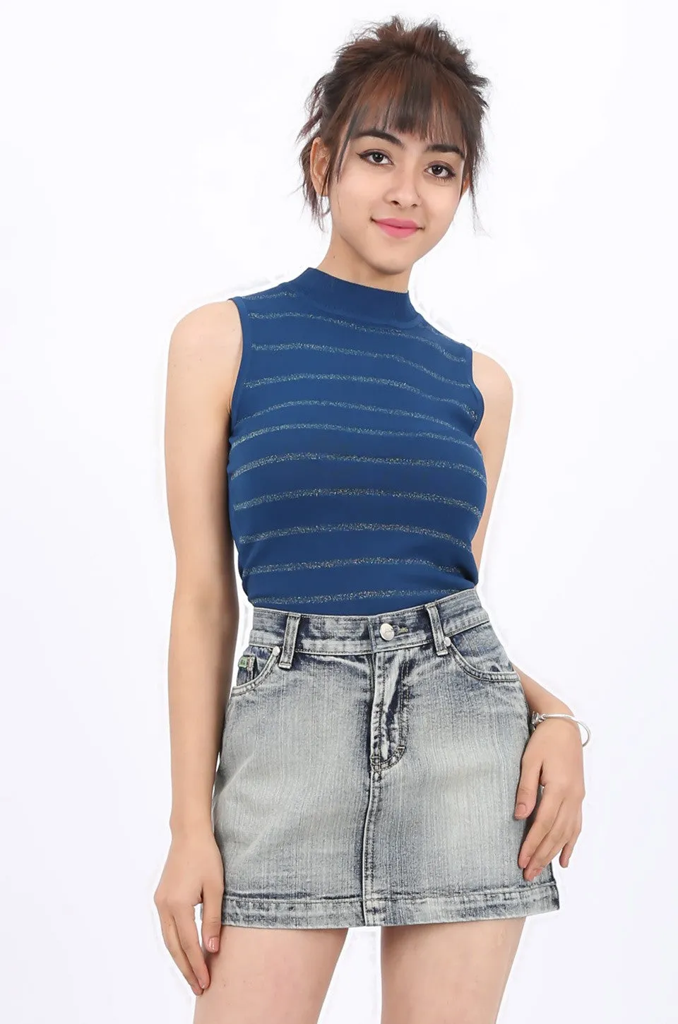 MISS PINKI Gianna Denim Mini Skirt light blue