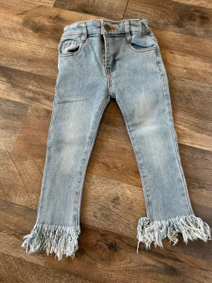 ML- Girls Straight Jean with Fringed Hem