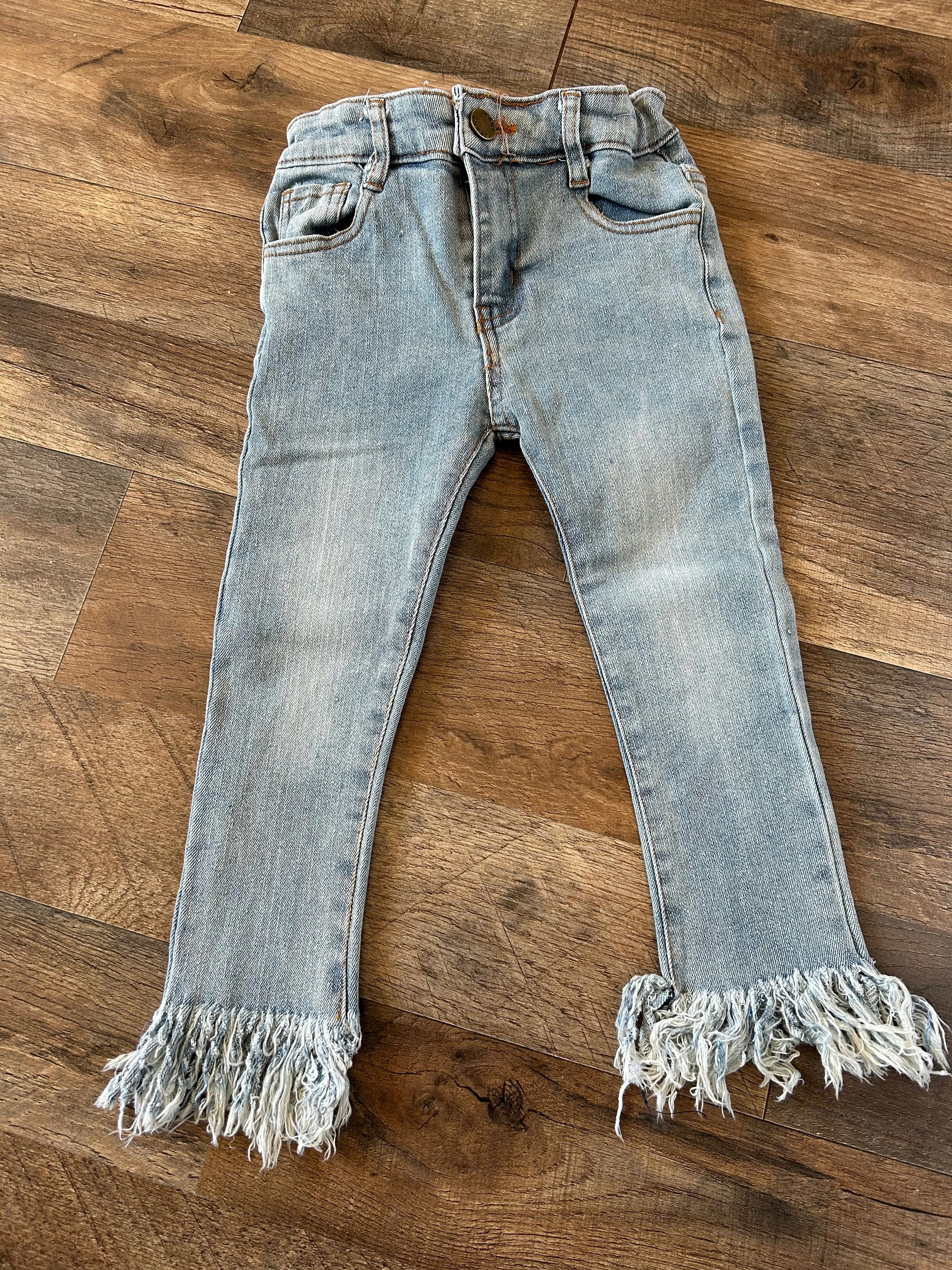 ML- Girls Straight Jean with Fringed Hem