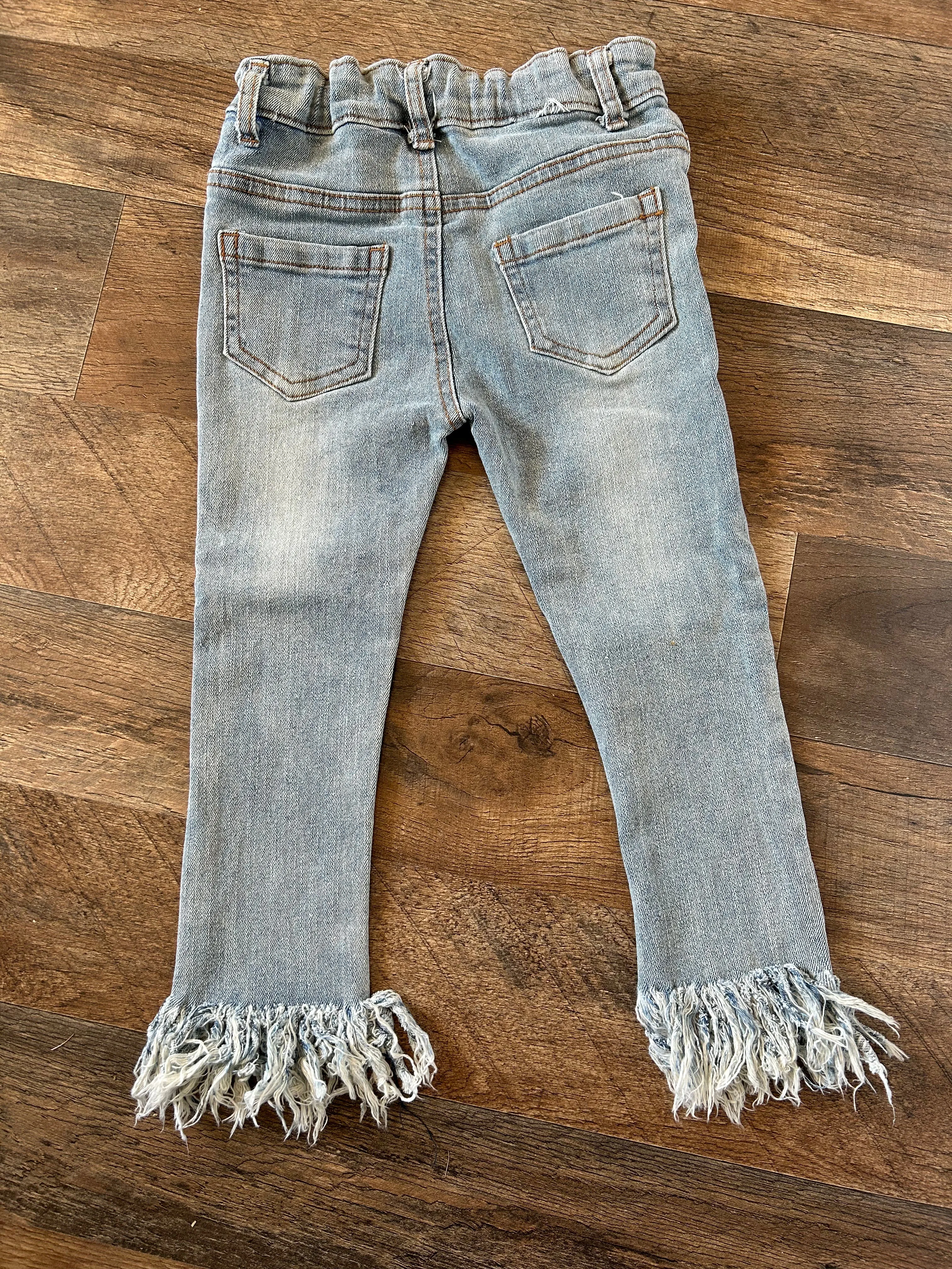 ML- Girls Straight Jean with Fringed Hem