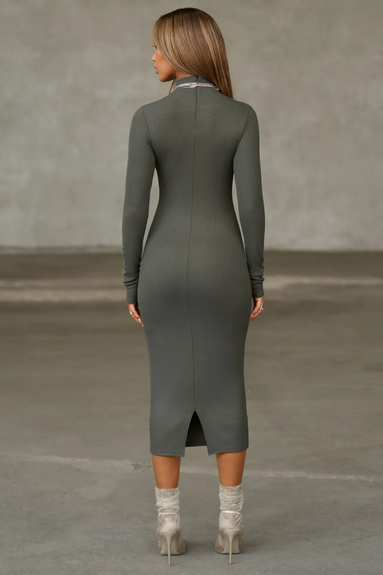 Mock Neck Midi Dress