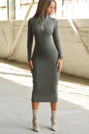 Mock Neck Midi Dress