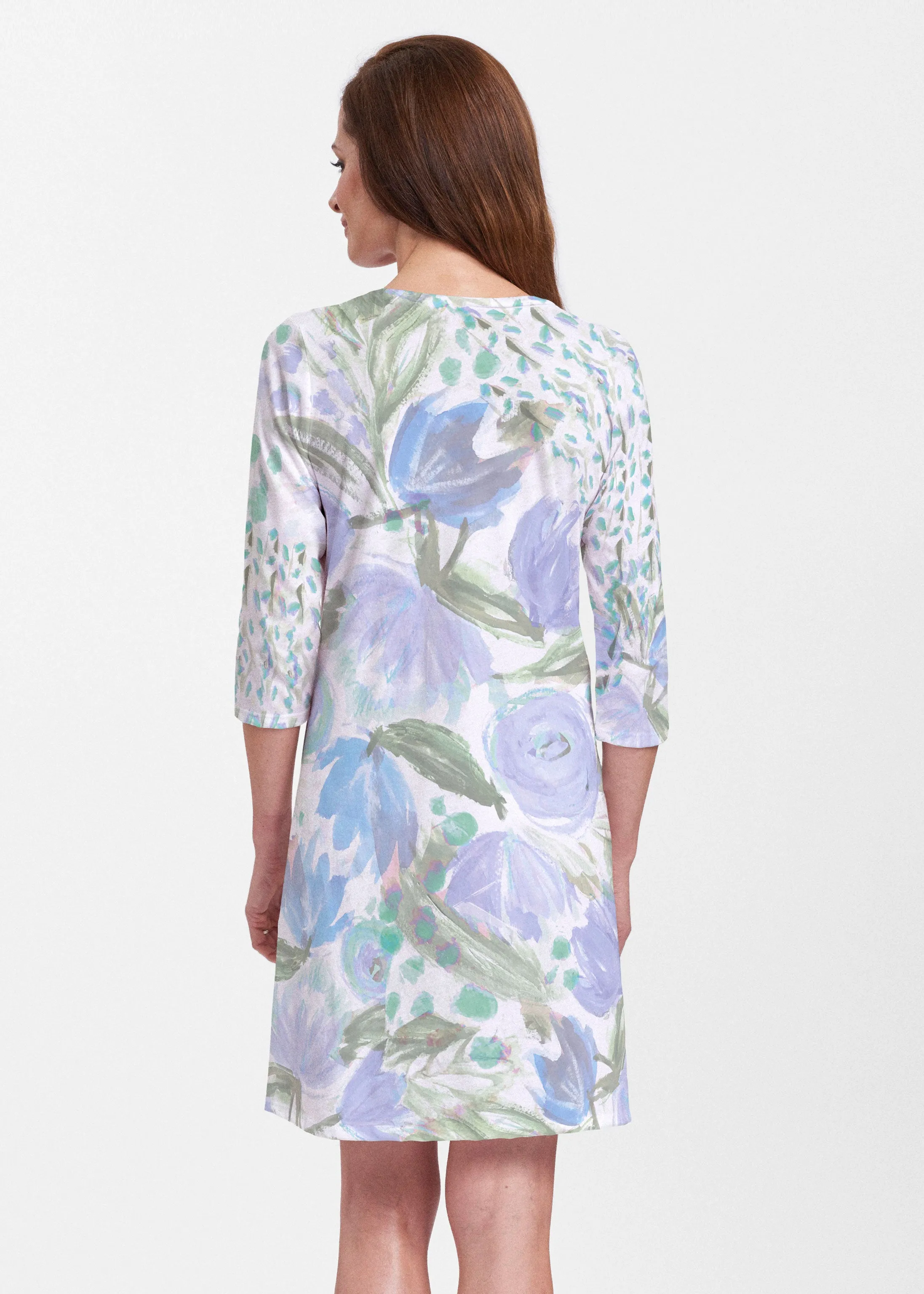 Monet Blue (17178) ~ Classic V-neck Swing Dress
