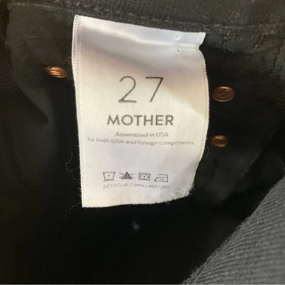 Mother Looker Zip Fray Light Black Jeans Size 27