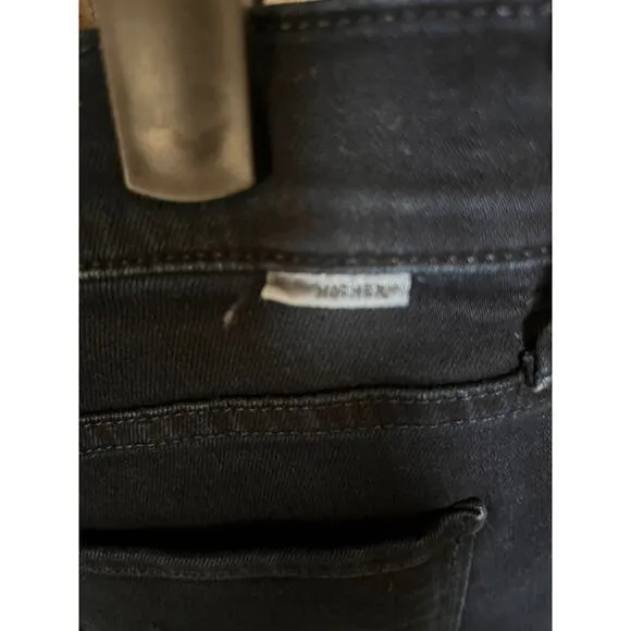 MOTHER The Stunner Zip Two Step Fray Women's Black Denim Jeans Sz 27