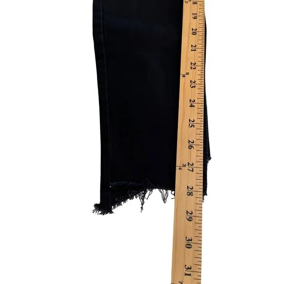 MOTHER The Stunner Zip Two Step Fray Women's Black Denim Jeans Sz 27