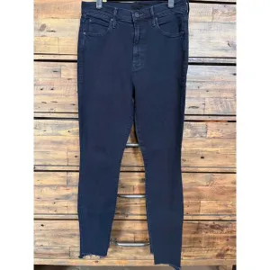 MOTHER The Stunner Zip Two Step Fray Women's Black Denim Jeans Sz 27