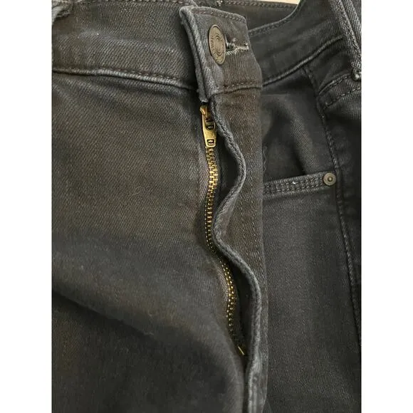 MOTHER The Stunner Zip Two Step Fray Women's Black Denim Jeans Sz 27