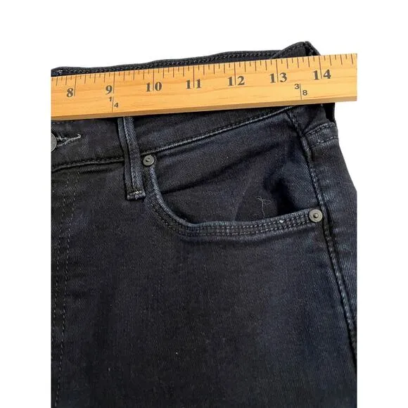 MOTHER The Stunner Zip Two Step Fray Women's Black Denim Jeans Sz 27