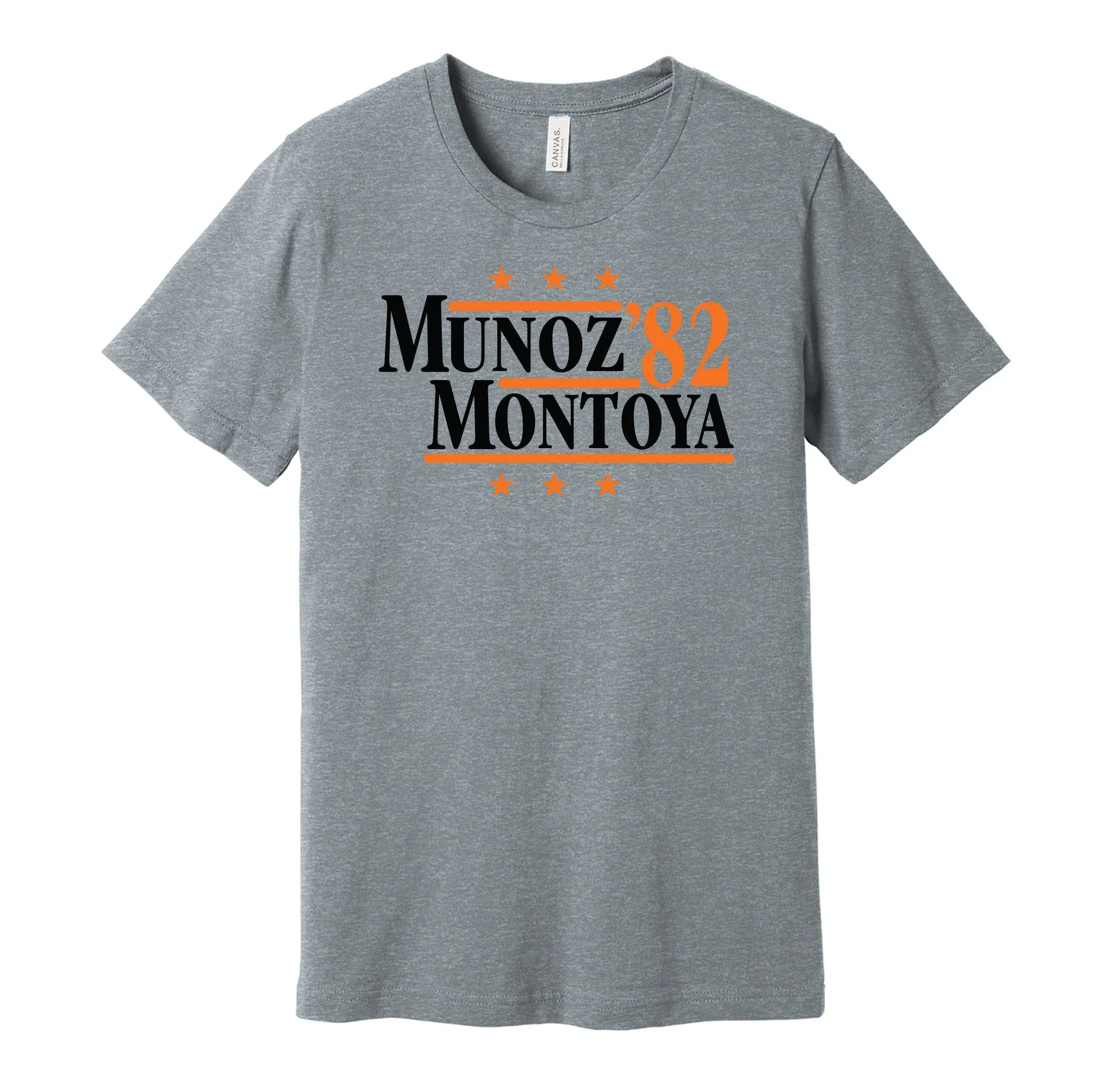 Munoz & Montoya '82 - Cincinnati Football Legends Political Campaign Parody T-Shirt - Hyper Than Hype Shirts
