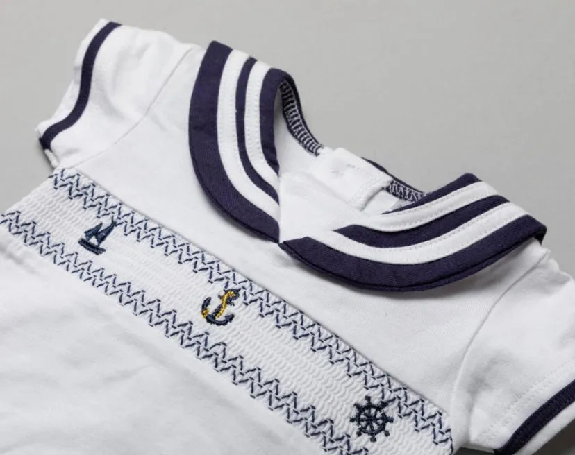 Nautical Smocked Shirt and Shorts Set - 0-3M