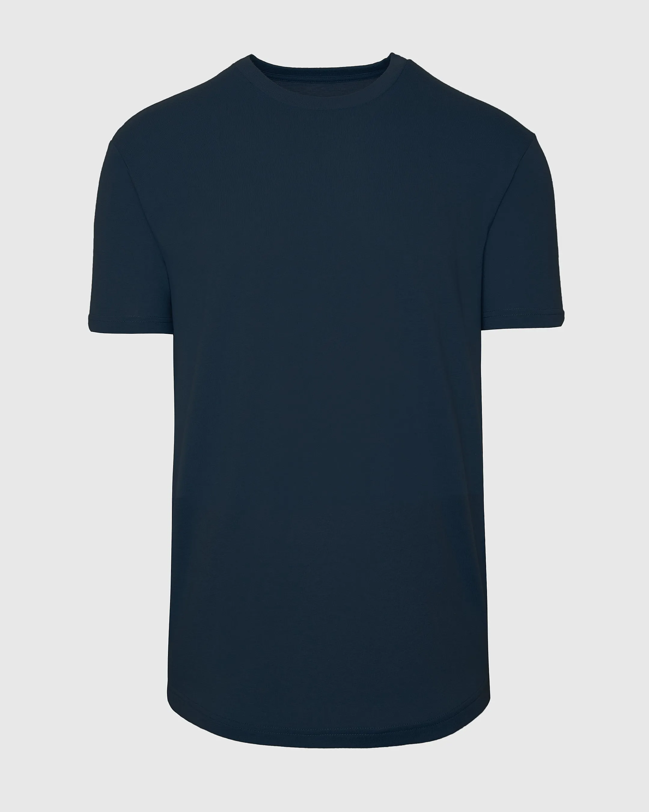 Navy Short Sleeve Curved Hem Crew