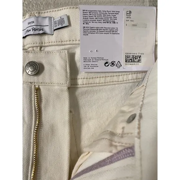 NEW &amp; Other Stories White Flare Jeans US 28 High Rise Bell Bottom Stretch Denim