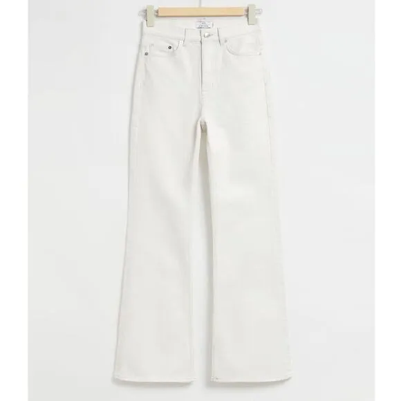 NEW &amp; Other Stories White Flare Jeans US 28 High Rise Bell Bottom Stretch Denim
