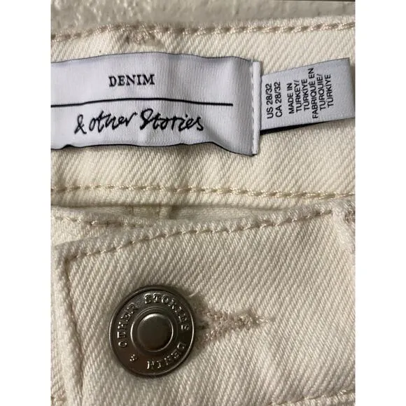NEW &amp; Other Stories White Flare Jeans US 28 High Rise Bell Bottom Stretch Denim