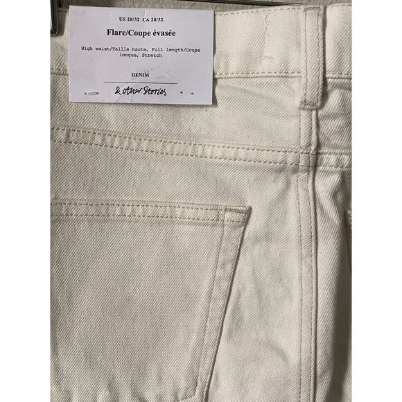 NEW &amp; Other Stories White Flare Jeans US 28 High Rise Bell Bottom Stretch Denim