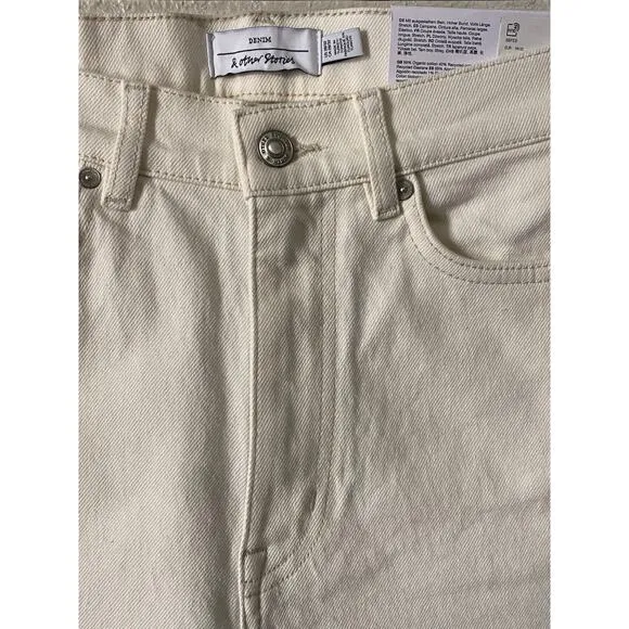 NEW &amp; Other Stories White Flare Jeans US 28 High Rise Bell Bottom Stretch Denim