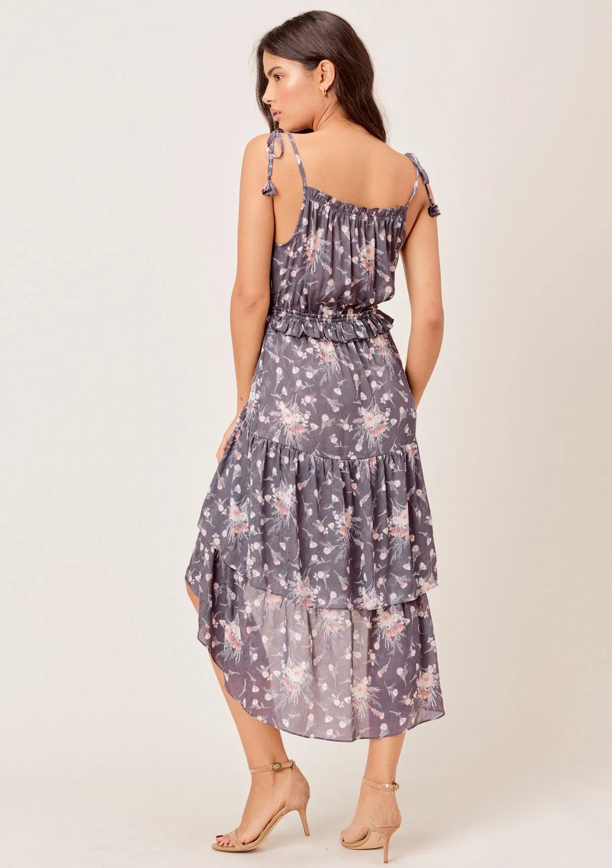 Nieva Floral Tie Strap Midi Dress