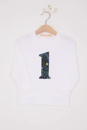 Number White T-Shirt in Adelajda in Space Liberty Print