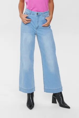 NUPARIS CROPPED  JEANS - Light Blue Denim