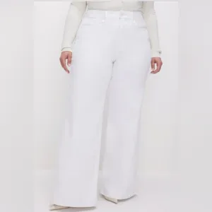 NWT- GOOD WAIST PALAZZO JEANS- White- Size 14/32