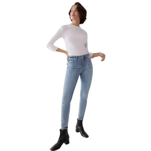 NWT TRUE RELIGION Halle Released Hem Super Skinny Jeans Mid Rise Size 30