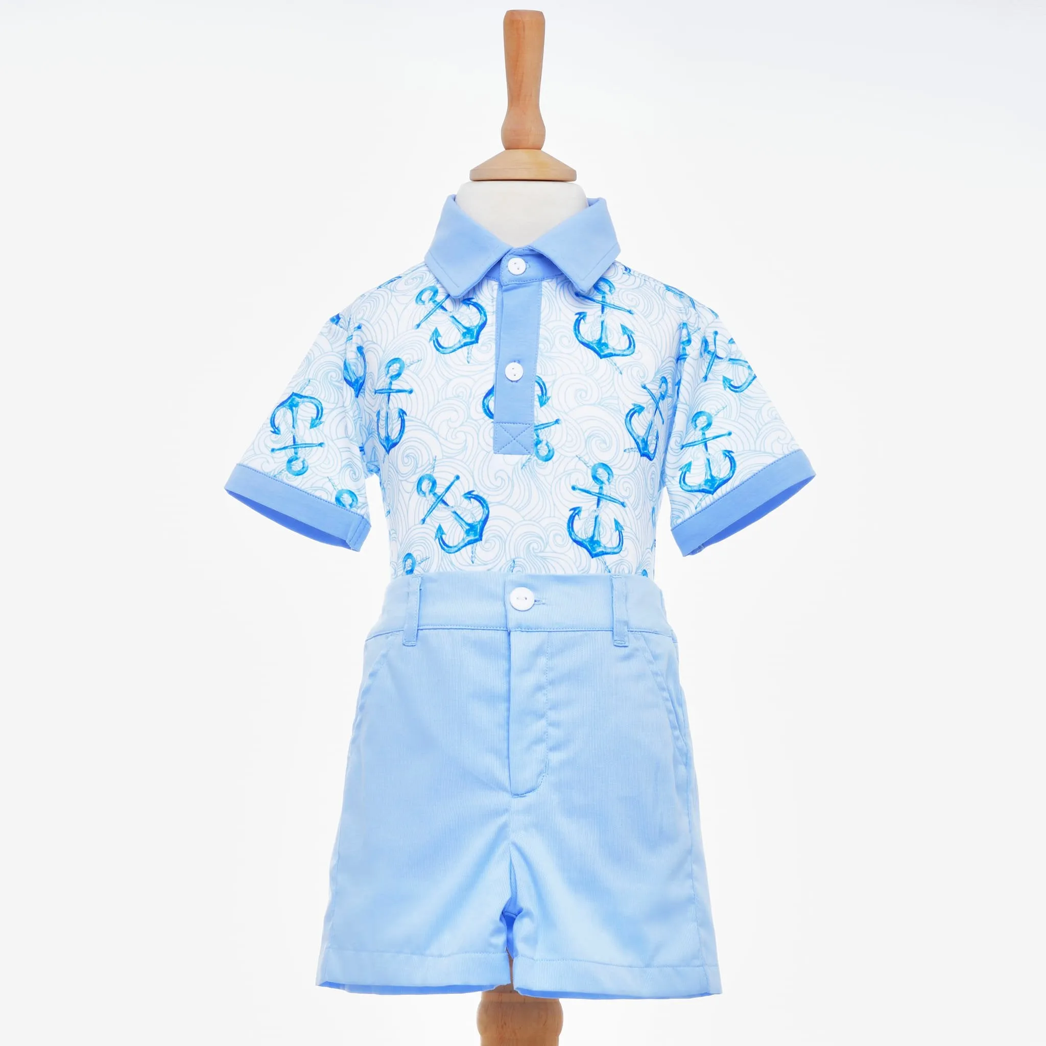 Ocean Baby Two Piece Anchor Themed Polo Set (6M-8Yrs)