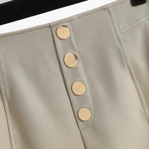 Odette Gold Button Smart Shorts