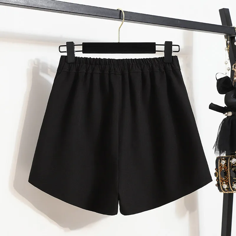Odette Gold Button Smart Shorts