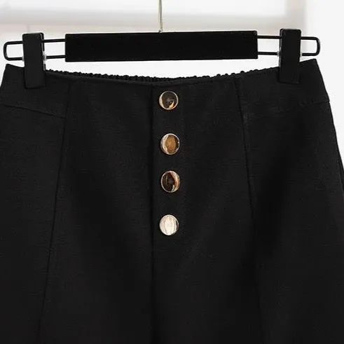 Odette Gold Button Smart Shorts