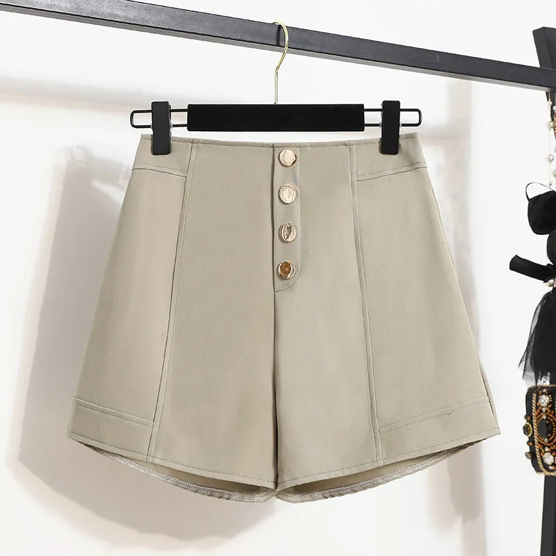 Odette Gold Button Smart Shorts