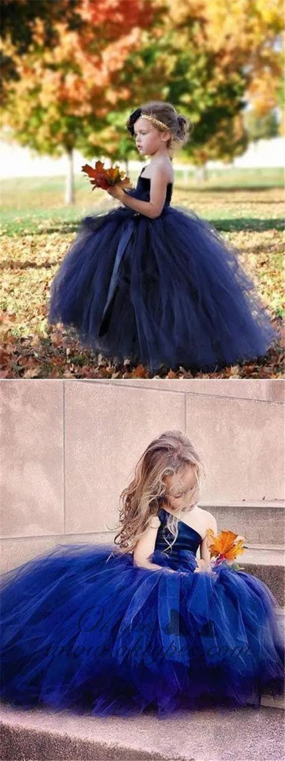 One Shoulder Cute Tulle Ball Gown Flower Girl Dresses, TYP1246