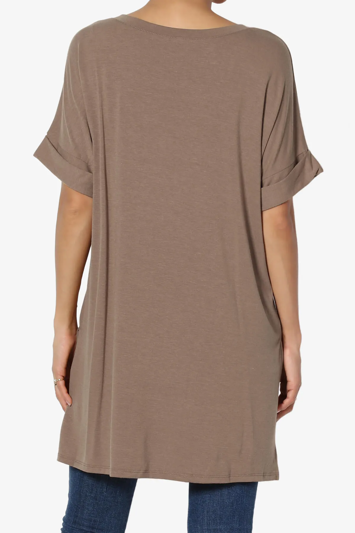 Onella V-Neck Rolled Short Sleeve Top MORE COLORS