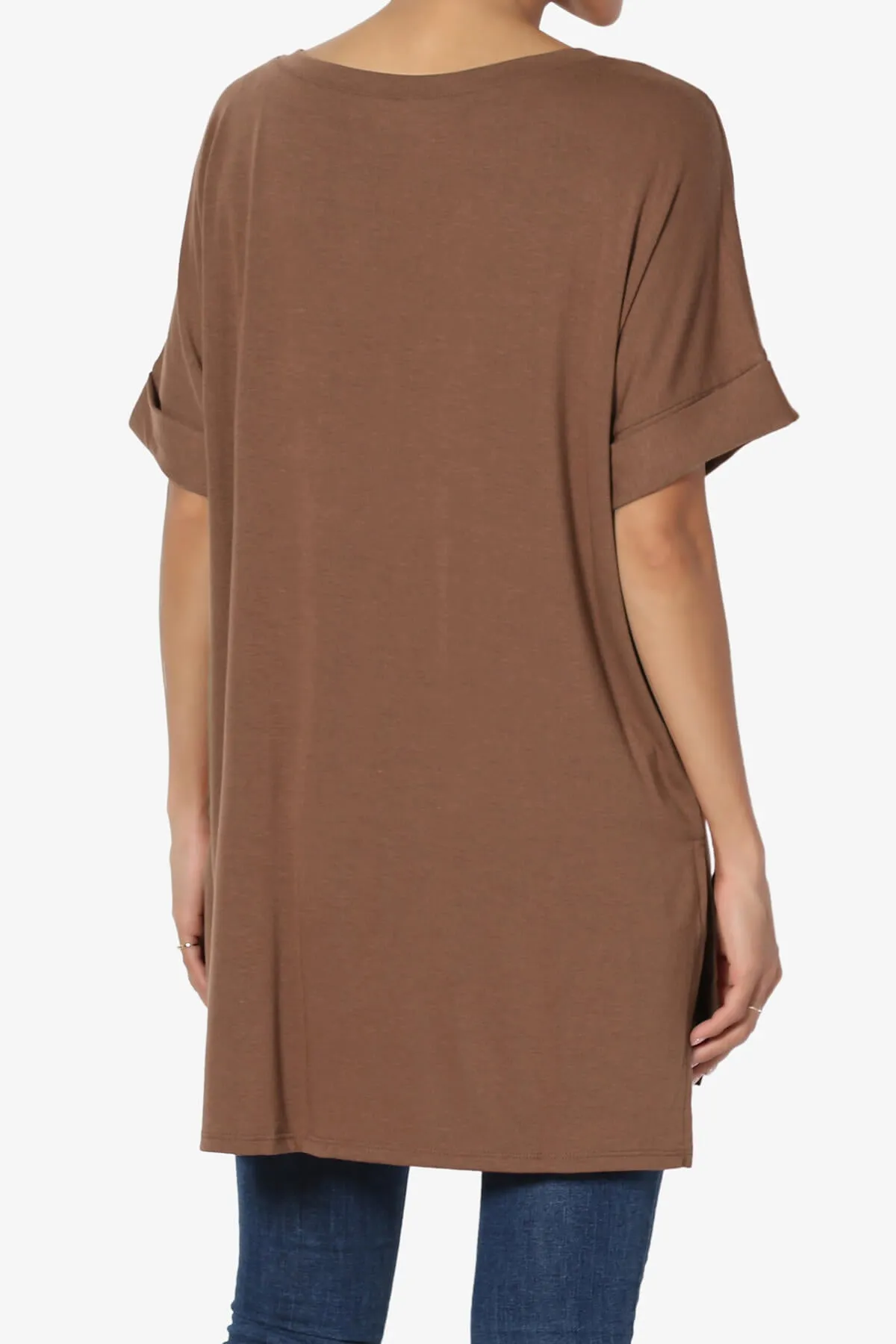 Onella V-Neck Rolled Short Sleeve Top MORE COLORS