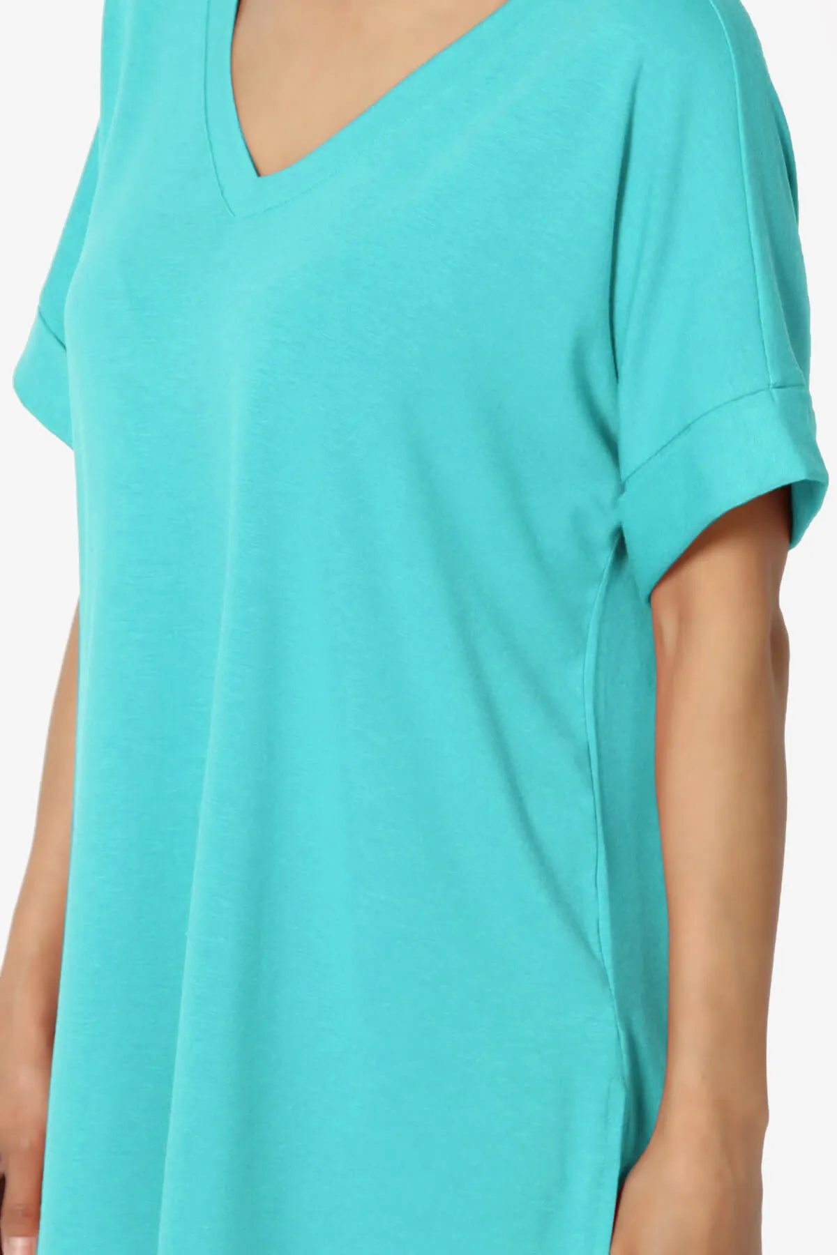 Onella V-Neck Rolled Short Sleeve Top MORE COLORS