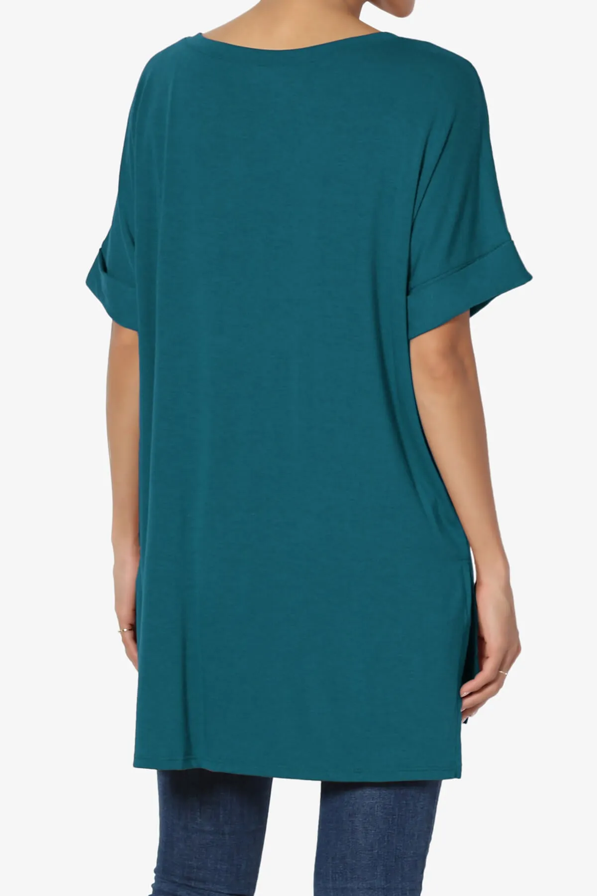 Onella V-Neck Rolled Short Sleeve Top MORE COLORS