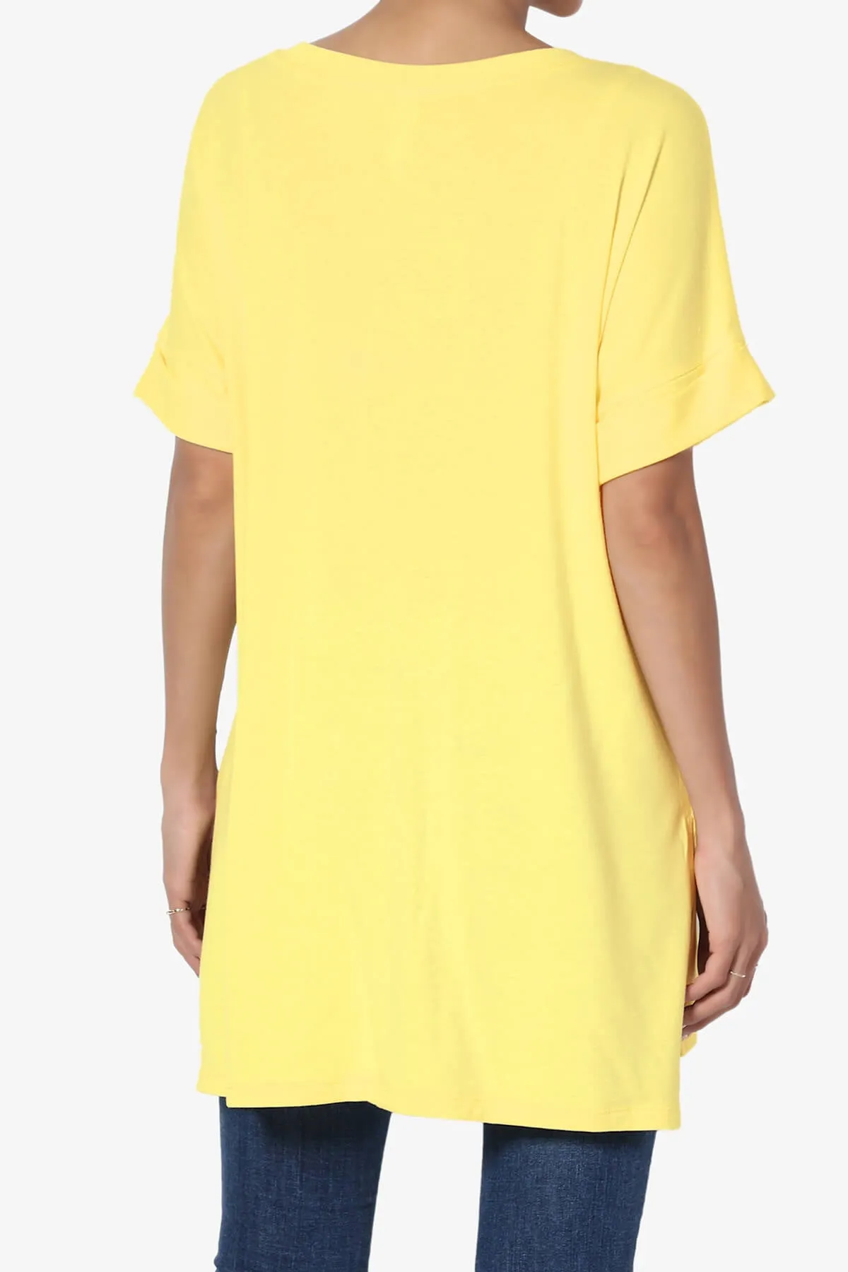 Onella V-Neck Rolled Short Sleeve Top MORE COLORS
