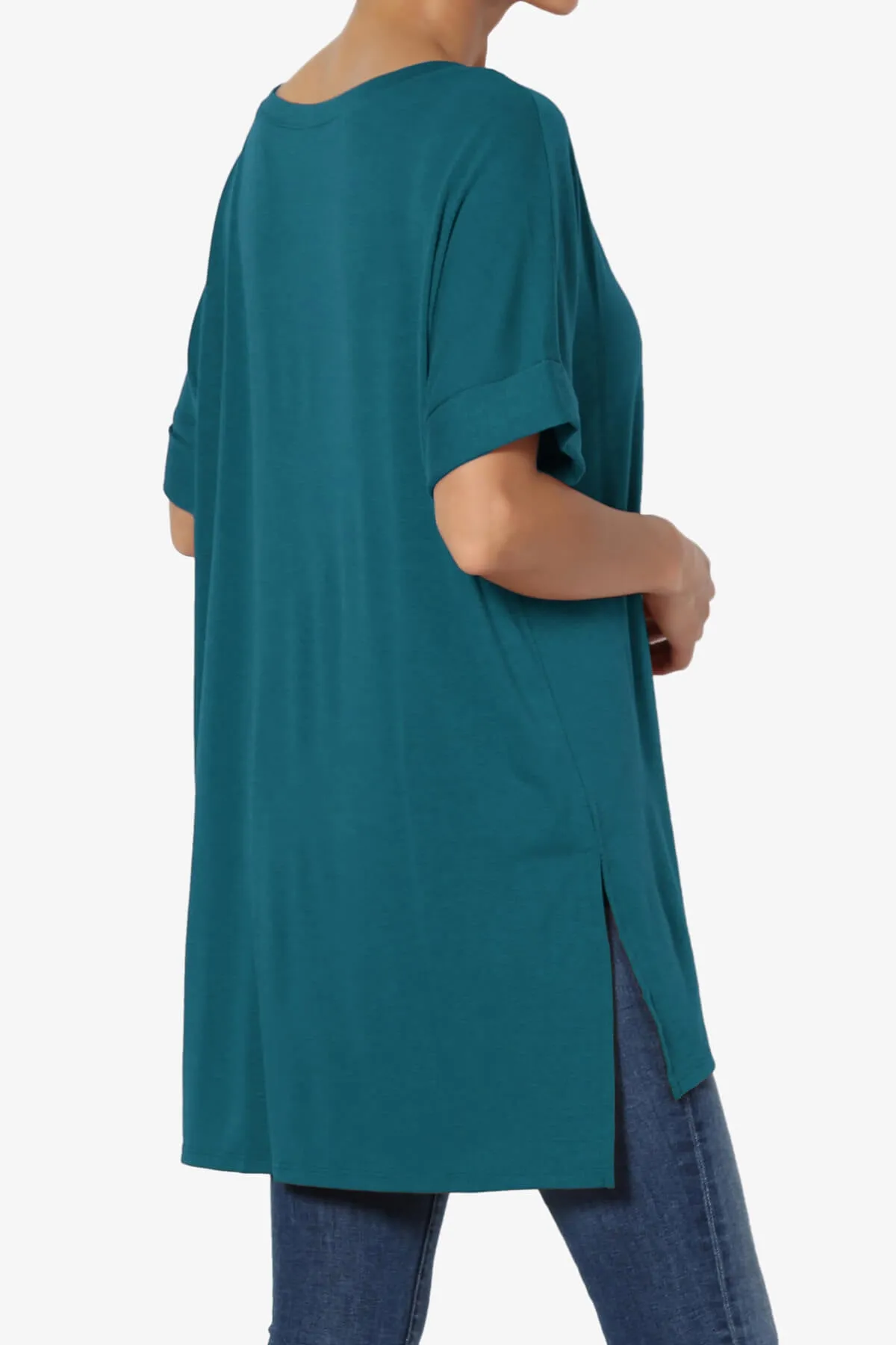 Onella V-Neck Rolled Short Sleeve Top MORE COLORS